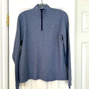 Vineyard Vines Denim Blue Quarter Zip Pullover